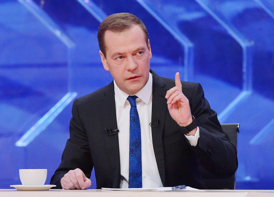 Дмитрий Медведев в программе «Разговор». Фото: Александр Астафьев / ТАСС